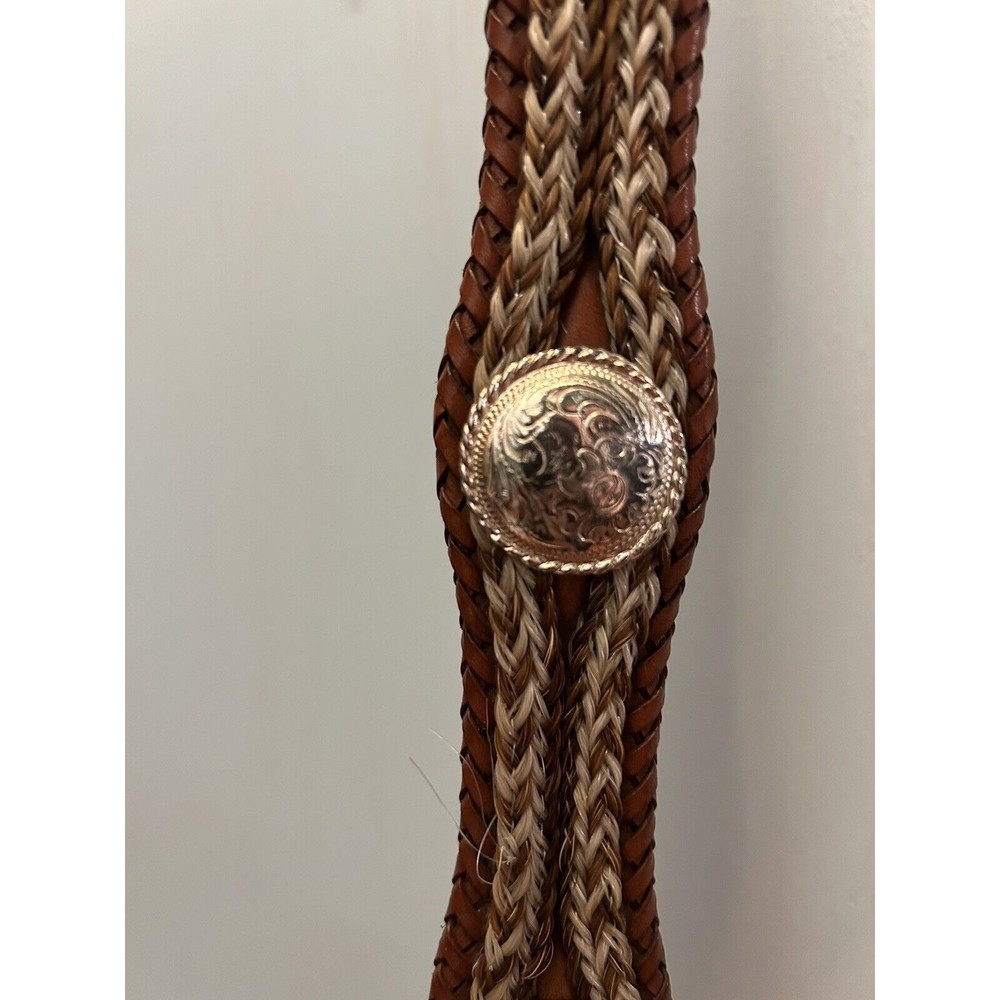 VTG Tony Lama 1 Inch Whipstitch Honey Leather Belt Champion Header Buckle Concho - Picture 3 of 8